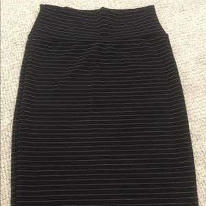 Black pinstripe pencil skirt